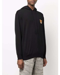 schwarzer Fleece-Pullover mit einem Kapuze von Moschino