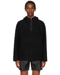 schwarzer Fleece-Pullover mit einem Kapuze von UNNA