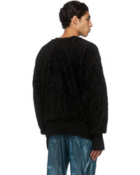 schwarzer Fleece-Pullover mit einem Reißverschluss am Kragen von Moncler Genius
