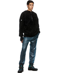 schwarzer Fleece-Pullover mit einem Reißverschluss am Kragen von Moncler Genius