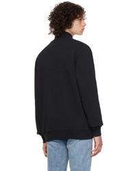 schwarzer Fleece-Pullover mit einem Reißverschluss am Kragen von Han Kjobenhavn