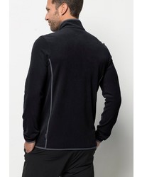 schwarzer Fleece-Pullover mit einem Reißverschluss am Kragen von Jack Wolfskin