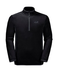 schwarzer Fleece-Pullover mit einem Reißverschluss am Kragen von Jack Wolfskin