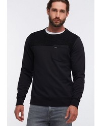 schwarzer Fleece-Pullover mit einem Rundhalsausschnitt von Dreimaster