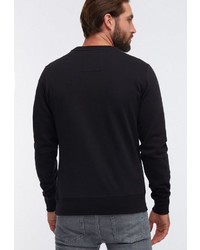 schwarzer Fleece-Pullover mit einem Rundhalsausschnitt von Dreimaster