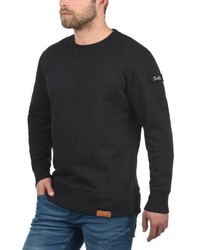 schwarzer Fleece-Pullover mit einem Rundhalsausschnitt von Solid