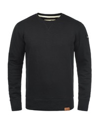 schwarzer Fleece-Pullover mit einem Rundhalsausschnitt von Solid