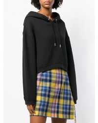 schwarzer Fleece-Pullover mit einer Kapuze von T by Alexander Wang