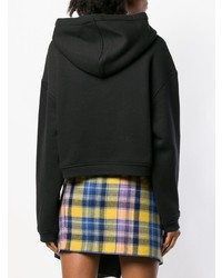 schwarzer Fleece-Pullover mit einer Kapuze von T by Alexander Wang