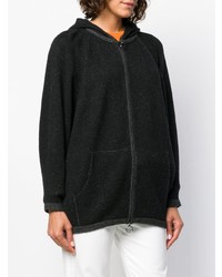 schwarzer Fleece-Pullover mit einer Kapuze von Lamberto Losani