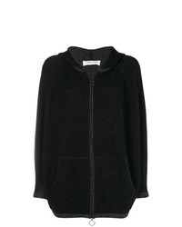 schwarzer Fleece-Pullover mit einer Kapuze von Lamberto Losani