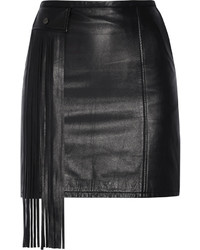 schwarzer Leder Minirock mit Fransen von Tamara Mellon