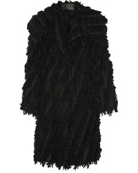 schwarzer Mantel mit Fransen von Donna Karan
