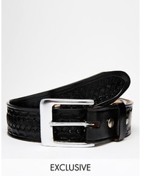 schwarzer geflochtener Ledergürtel von Reclaimed Vintage