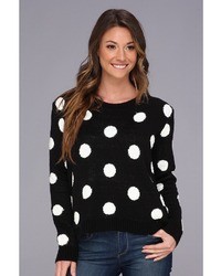 schwarzer gepunkteter Oversize Pullover