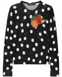schwarzer gepunkteter Seidepullover von Dolce & Gabbana