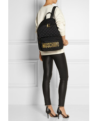 schwarzer gesteppter Leder Rucksack von Moschino