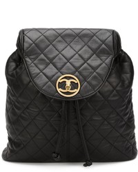 schwarzer gesteppter Leder Rucksack von Chanel