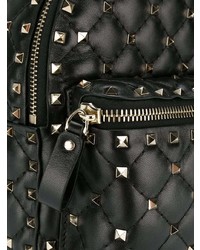 schwarzer gesteppter Leder Rucksack von Valentino