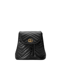 schwarzer gesteppter Leder Rucksack von Gucci