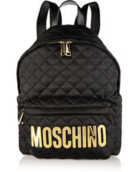 schwarzer gesteppter Leder Rucksack von Moschino
