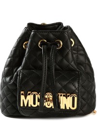 schwarzer gesteppter Leder Rucksack von Moschino