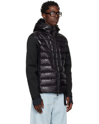 schwarzer gesteppter Pullover mit einem Kapuze von MONCLER GRENOBLE