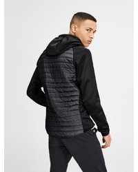 schwarzer gesteppter Pullover mit einem Kapuze von Jack & Jones