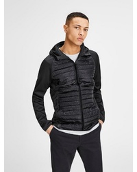 schwarzer gesteppter Pullover mit einem Kapuze von Jack & Jones