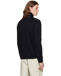 schwarzer gesteppter Pullover mit einem Reißverschluß von Moncler