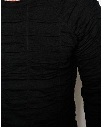 schwarzer gesteppter Pullover mit einem Rundhalsausschnitt von Asos