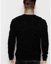 schwarzer gesteppter Pullover mit einem Rundhalsausschnitt von Asos