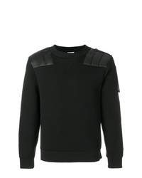 schwarzer gesteppter Pullover mit einem Rundhalsausschnitt von Moncler