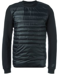schwarzer gesteppter Pullover mit einem Rundhalsausschnitt von Nike