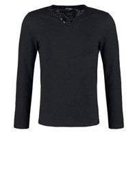 schwarzer Henley-Pullover von Celio