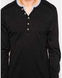 schwarzer Henley-Pullover von Esprit