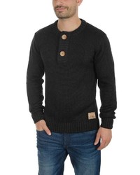 schwarzer Henley-Pullover von Solid