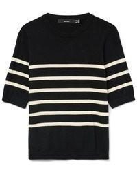 schwarzer horizontal gestreifter Kurzarmpullover von Vero Moda