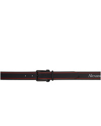schwarzer horizontal gestreifter Ledergürtel von Alexander McQueen