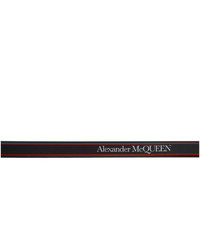 schwarzer horizontal gestreifter Ledergürtel von Alexander McQueen