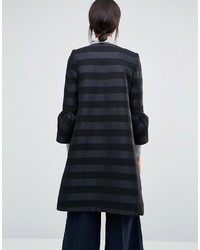 schwarzer horizontal gestreifter Mantel von Helene Berman