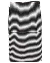 schwarzer horizontal gestreifter Midirock von Mango