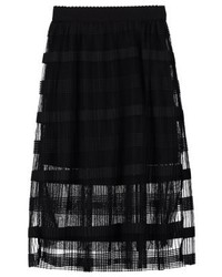 schwarzer horizontal gestreifter Midirock von Vero Moda