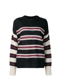 schwarzer horizontal gestreifter Oversize Pullover von Isabel Marant Etoile