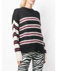 schwarzer horizontal gestreifter Oversize Pullover von Isabel Marant Etoile
