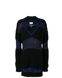 schwarzer horizontal gestreifter Oversize Pullover von Maison Margiela