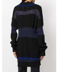 schwarzer horizontal gestreifter Oversize Pullover von Maison Margiela