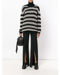 schwarzer horizontal gestreifter Oversize Pullover von McQ Alexander McQueen
