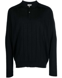 schwarzer horizontal gestreifter Polo Pullover von John Smedley