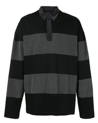 schwarzer horizontal gestreifter Polo Pullover von Juun.J